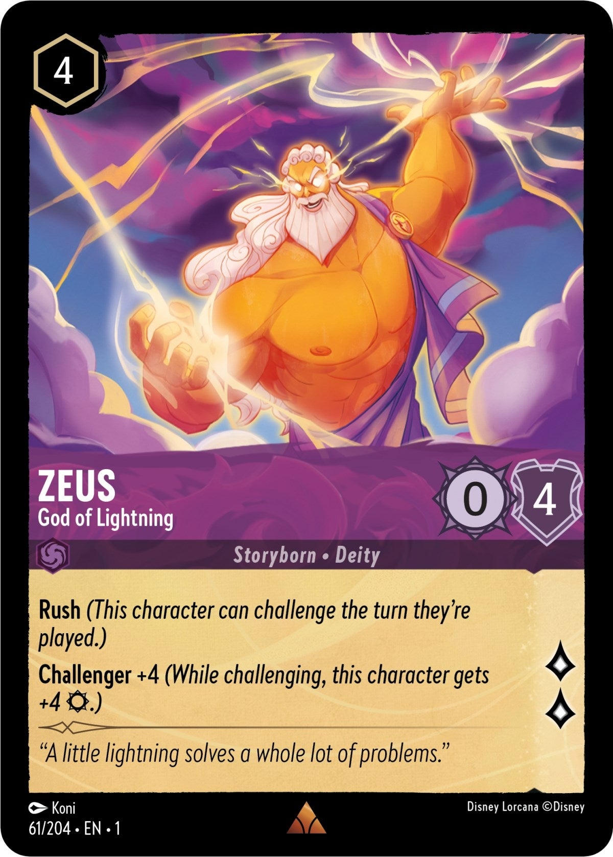 Image for Zeus - God of Lightning (61/204) (The First Chapter) - Disney Lorcana