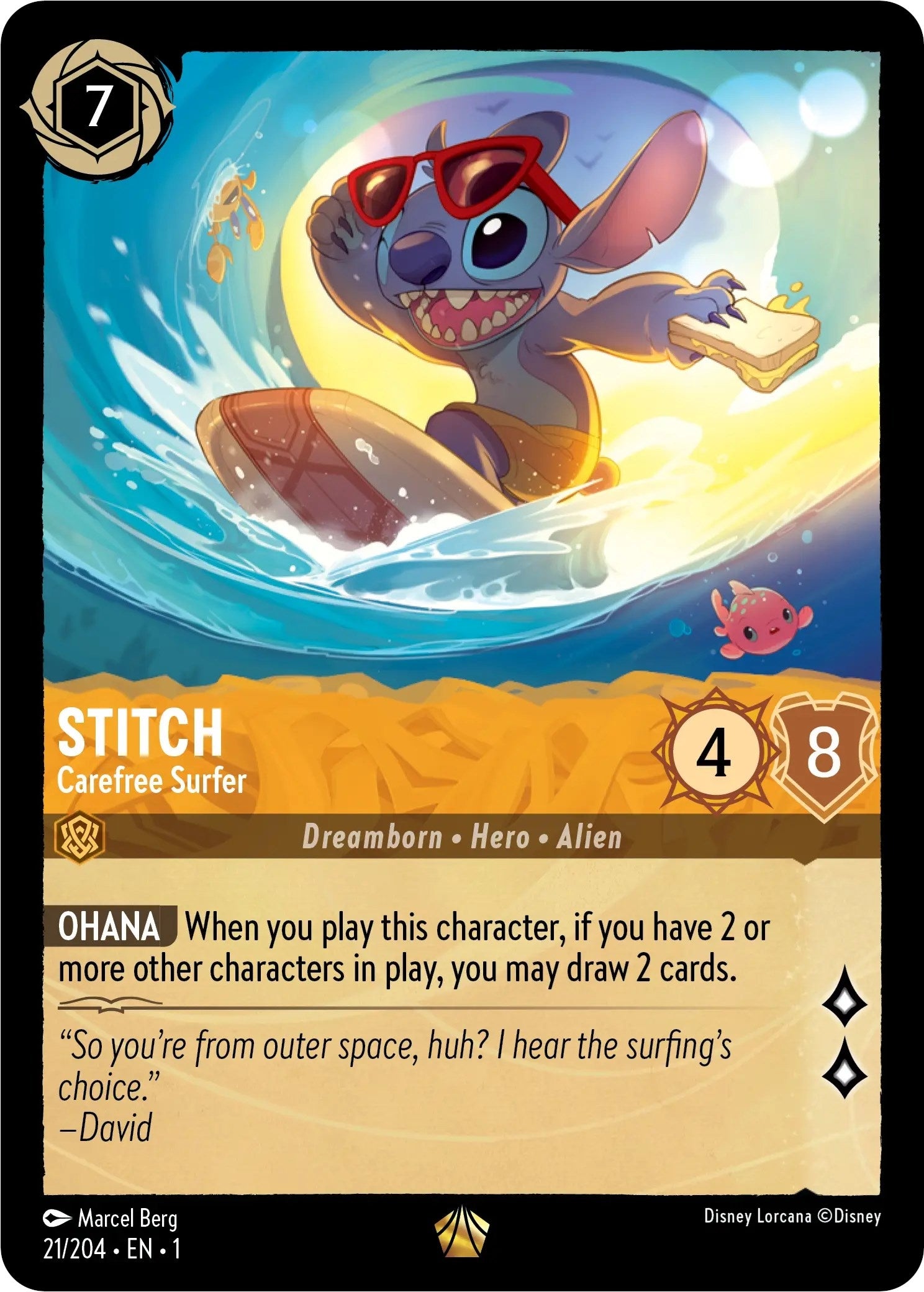 Image for Stitch - Carefree Surfer (21/204) (The First Chapter) - Disney Lorcana