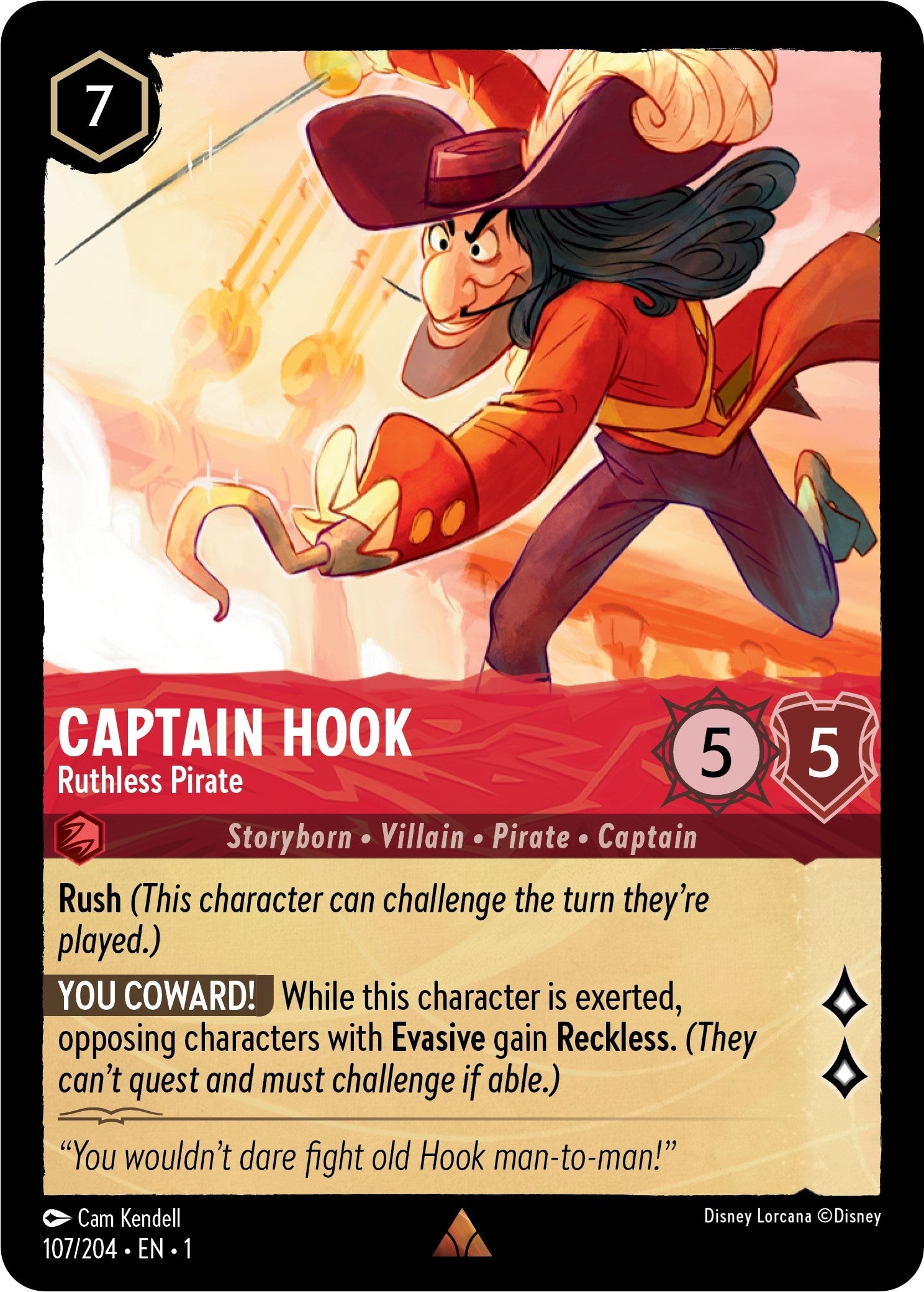 Image for Captain Hook - Ruthless Pirate (107/204) (The First Chapter) - Disney Lorcana